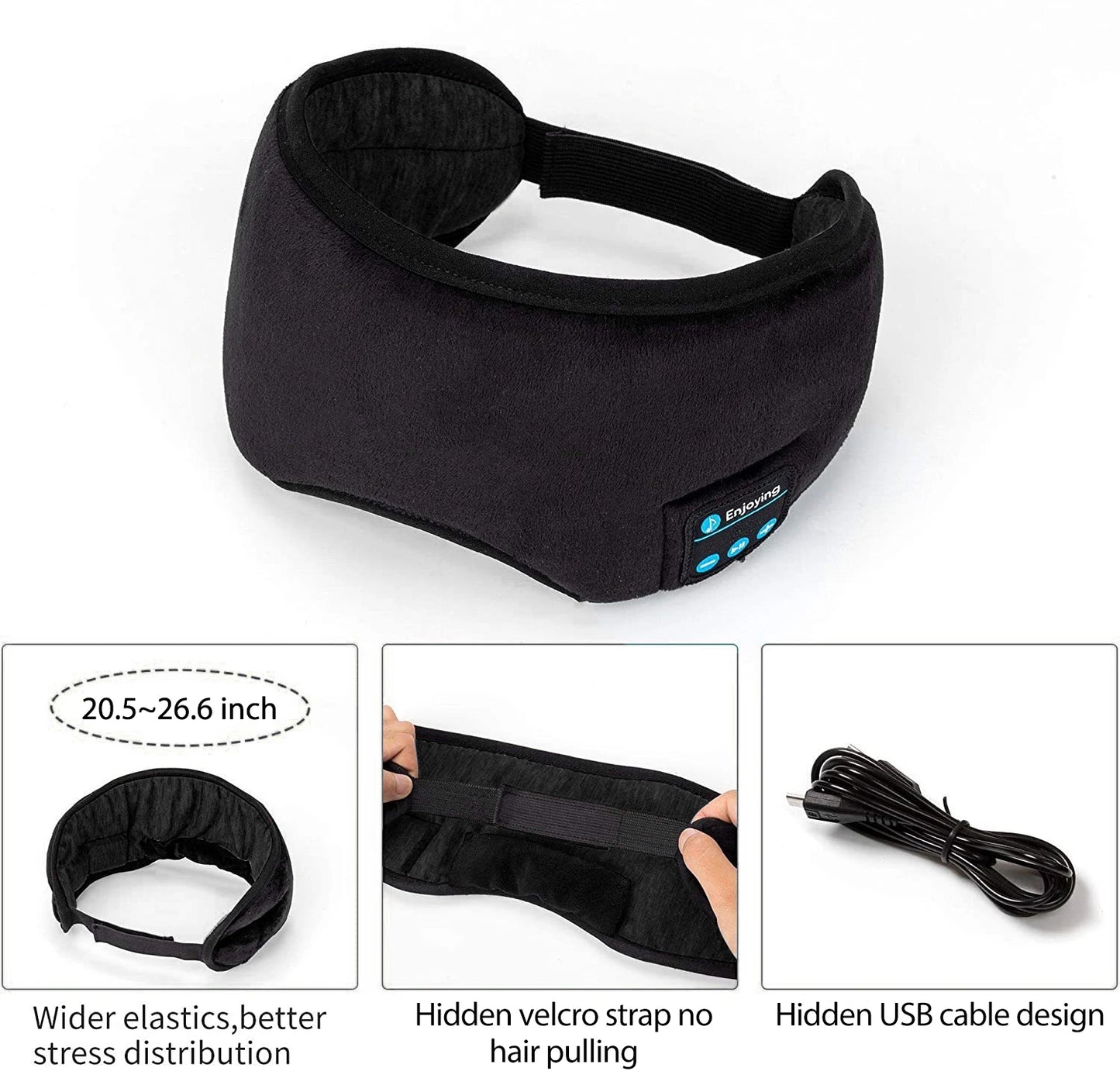 Bluetooth Sleep Eye Mask Wireless Intelligent Shading 3D Soft Elastic Comfortable Music Earphones Sleeping Mask